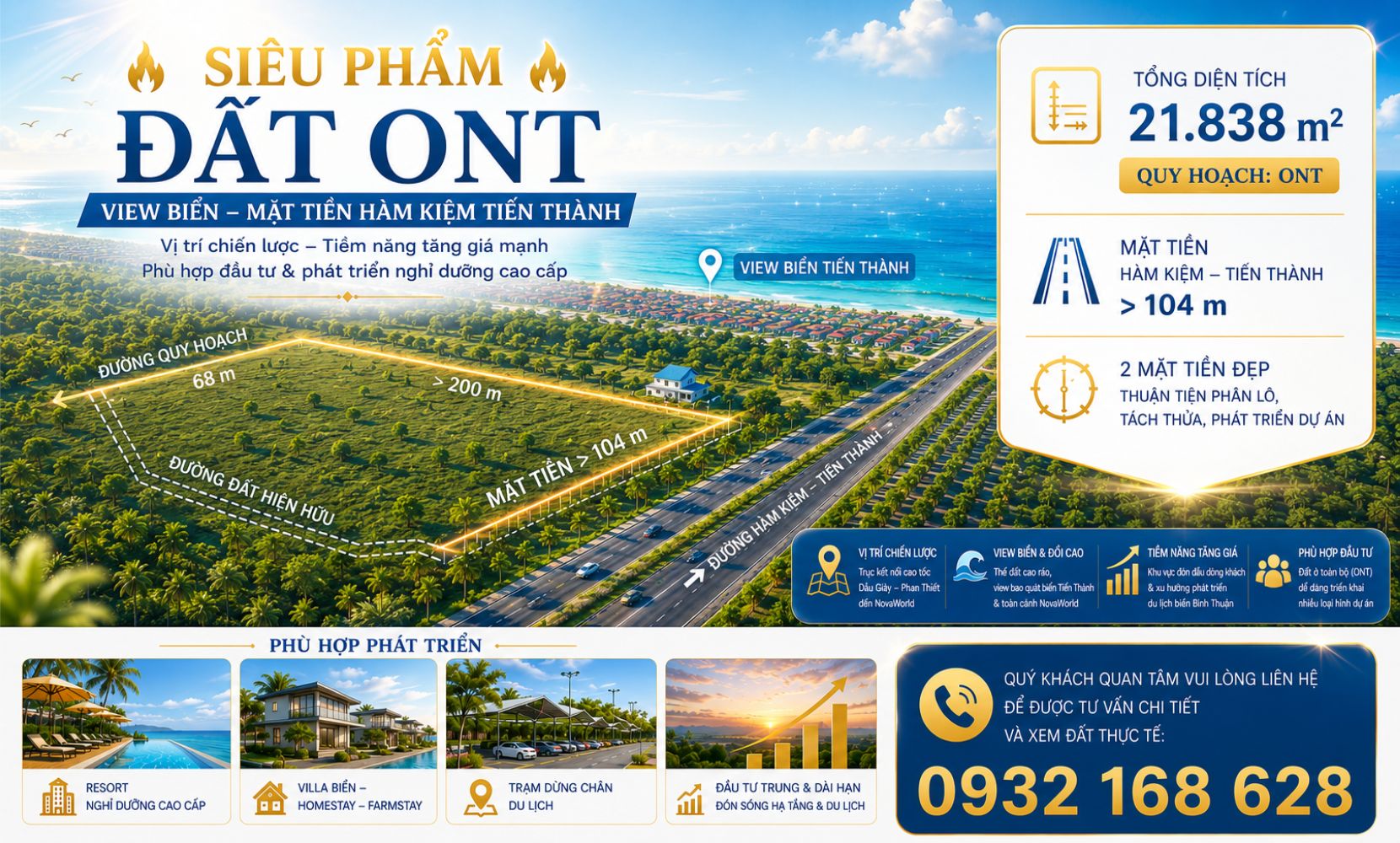 🔥 SIÊU PHẨM ĐẤT ONT VIEW BIỂN – MẶT TIỀN HÀM KIỆM TIẾN THÀNH 🔥